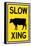 Slow Cow Crossing Sign Poster-null-Framed Stretched Canvas