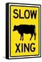 Slow Cow Crossing Sign Poster-null-Framed Stretched Canvas