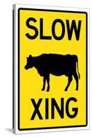 Slow Cow Crossing Sign Poster-null-Stretched Canvas