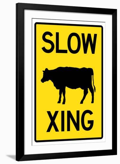 Slow Cow Crossing-null-Framed Art Print