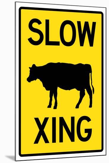 Slow Cow Crossing-null-Mounted Art Print