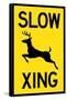 Slow - Deer Crossing Plastic Sign-null-Framed Stretched Canvas