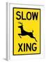 Slow - Deer Crossing Plastic Sign-null-Framed Art Print