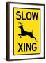 Slow - Deer Crossing Plastic Sign-null-Framed Art Print