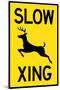 Slow - Deer Crossing Plastic Sign-null-Mounted Art Print