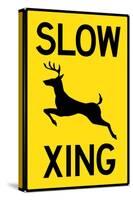 Slow - Deer Crossing Plastic Sign-null-Stretched Canvas