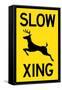 Slow - Deer Crossing Plastic Sign-null-Framed Stretched Canvas