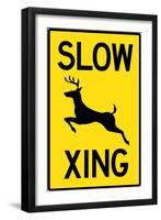 Slow - Deer Crossing Plastic Sign-null-Framed Art Print