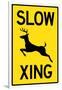 Slow - Deer Crossing Plastic Sign-null-Framed Art Print