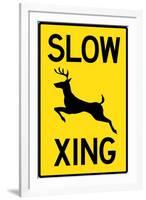 Slow - Deer Crossing Plastic Sign-null-Framed Art Print
