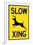 Slow - Deer Crossing Plastic Sign-null-Framed Art Print