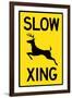 Slow - Deer Crossing Plastic Sign-null-Framed Art Print