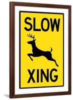 Slow - Deer Crossing Plastic Sign-null-Framed Art Print