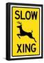 Slow - Deer Crossing Sign Poster-null-Framed Poster