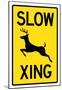 Slow - Deer Crossing Sign Poster-null-Mounted Poster