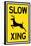 Slow - Deer Crossing Sign Poster-null-Framed Poster