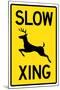 Slow - Deer Crossing Sign Poster-null-Mounted Poster