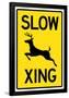 Slow - Deer Crossing Sign Poster-null-Framed Poster