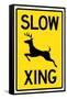 Slow - Deer Crossing Sign Poster-null-Framed Stretched Canvas