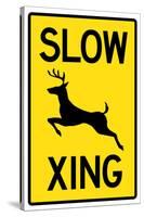 Slow - Deer Crossing Sign Poster-null-Stretched Canvas