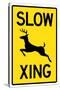 Slow - Deer Crossing Sign Poster-null-Stretched Canvas