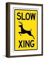 Slow - Deer Crossing Sign-null-Framed Art Print