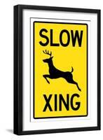 Slow - Deer Crossing Sign-null-Framed Art Print