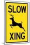 Slow - Deer Crossing Sign-null-Mounted Art Print