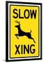 Slow - Deer Crossing Sign-null-Framed Art Print