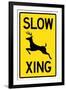 Slow - Deer Crossing Sign-null-Framed Art Print