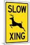 Slow - Deer Crossing Sign-null-Mounted Art Print