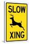 Slow - Deer Crossing Sign-null-Stretched Canvas