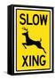 Slow - Deer Crossing Sign-null-Framed Stretched Canvas