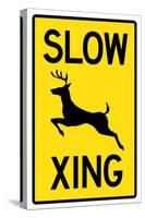 Slow - Deer Crossing Sign-null-Stretched Canvas