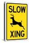 Slow - Deer Crossing Sign-null-Stretched Canvas