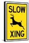 Slow - Deer Crossing Sign-null-Framed Stretched Canvas