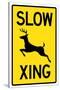 Slow - Deer Crossing Sign-null-Stretched Canvas