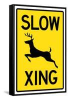Slow - Deer Crossing-null-Framed Stretched Canvas