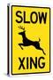 Slow - Deer Crossing-null-Stretched Canvas