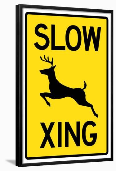 Slow - Deer Crossing-null-Framed Poster