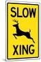 Slow - Deer Crossing-null-Mounted Poster