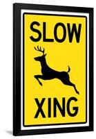 Slow - Deer Crossing-null-Framed Poster