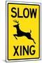 Slow - Deer Crossing-null-Mounted Poster