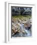 Slow Exposure of Water Flowing Below Vernal Falls with Granite Boulders in the Background.-Ian Shive-Framed Photographic Print