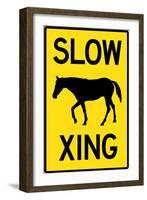 Slow Horse Crossing Plastic Sign-null-Framed Art Print