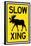 Slow - Moose Crossing Sign Poster-null-Framed Poster