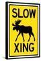 Slow - Moose Crossing Sign Poster-null-Framed Poster