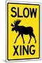 Slow - Moose Crossing Sign Poster-null-Mounted Poster
