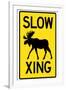 Slow - Moose Crossing Sign-null-Framed Art Print