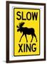 Slow - Moose Crossing Sign-null-Framed Art Print